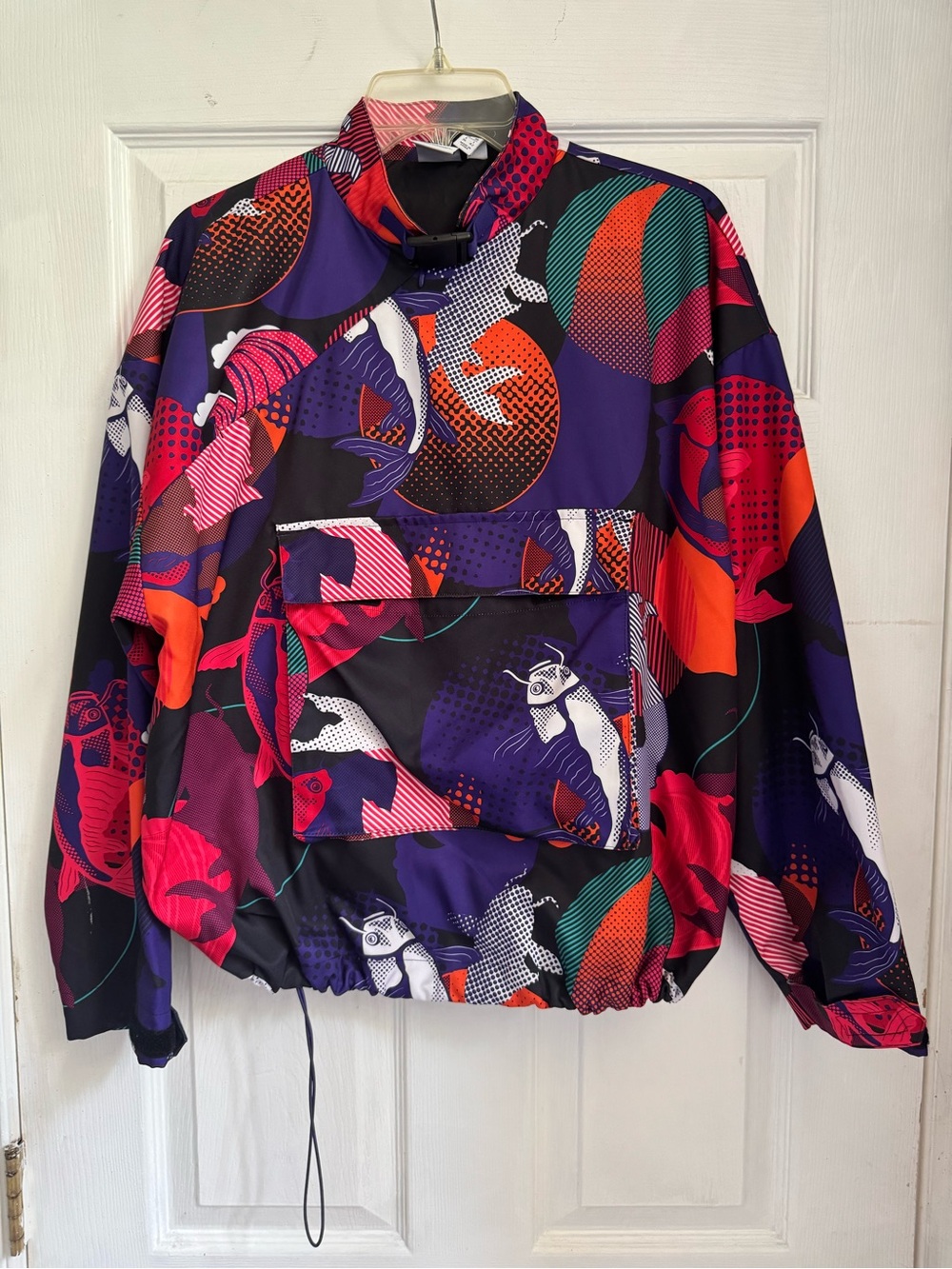 Adidas Purple Multicolor Abstract Pullover Hoodie